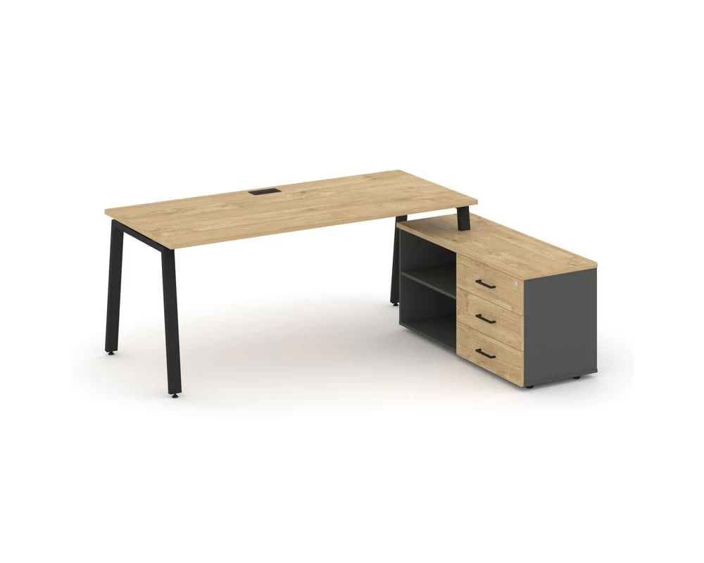 Стол письменный с греденцией правой на А-образном каркасе 1780x1480x750 Style Project Direct