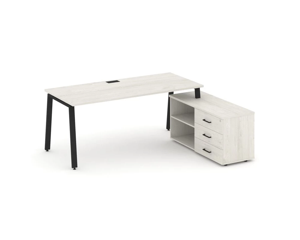 Стол письменный с греденцией правой на А-образном каркасе 2180x1480x750 Style Project Direct