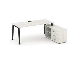 Стол письменный с греденцией правой на А-образном каркасе 2180x1480x750 Style Project Direct images