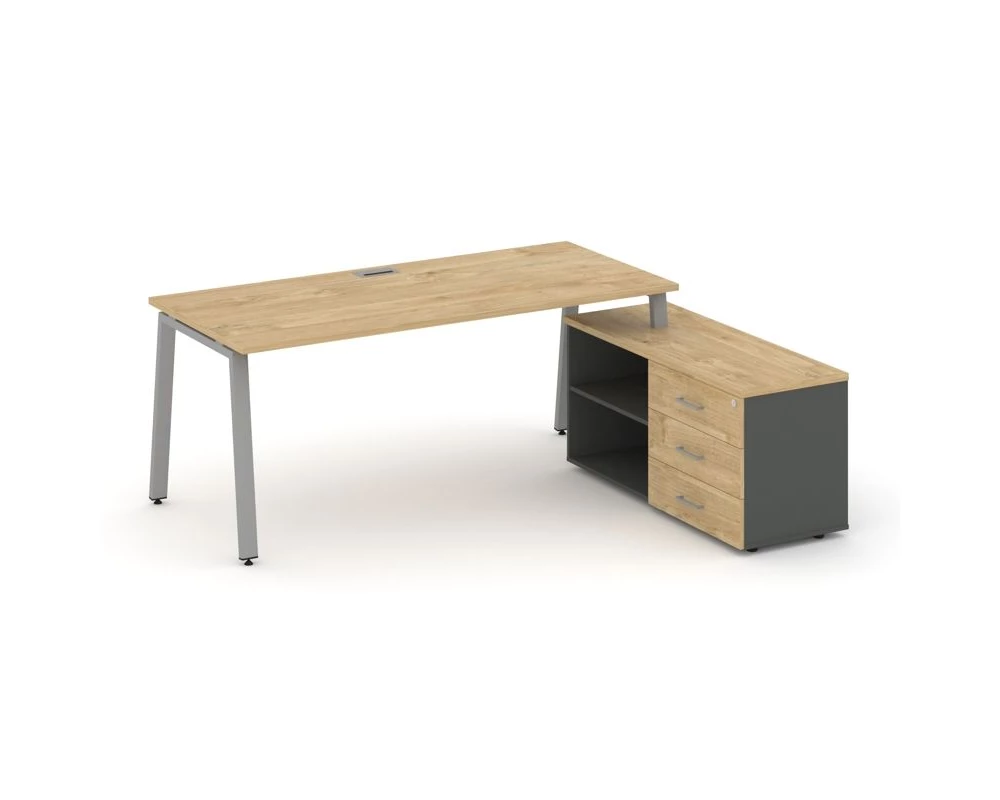 Стол письменный с греденцией правой на А-образном каркасе 2180x1480x750 Style Project Direct