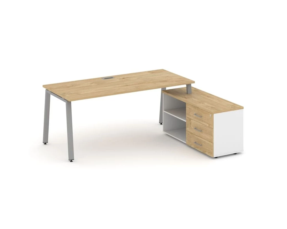 Стол письменный с греденцией правой на А-образном каркасе 2180x1480x750 Style Project Direct