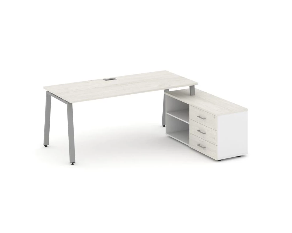 Стол письменный с греденцией правой на А-образном каркасе 2180x1480x750 Style Project Direct