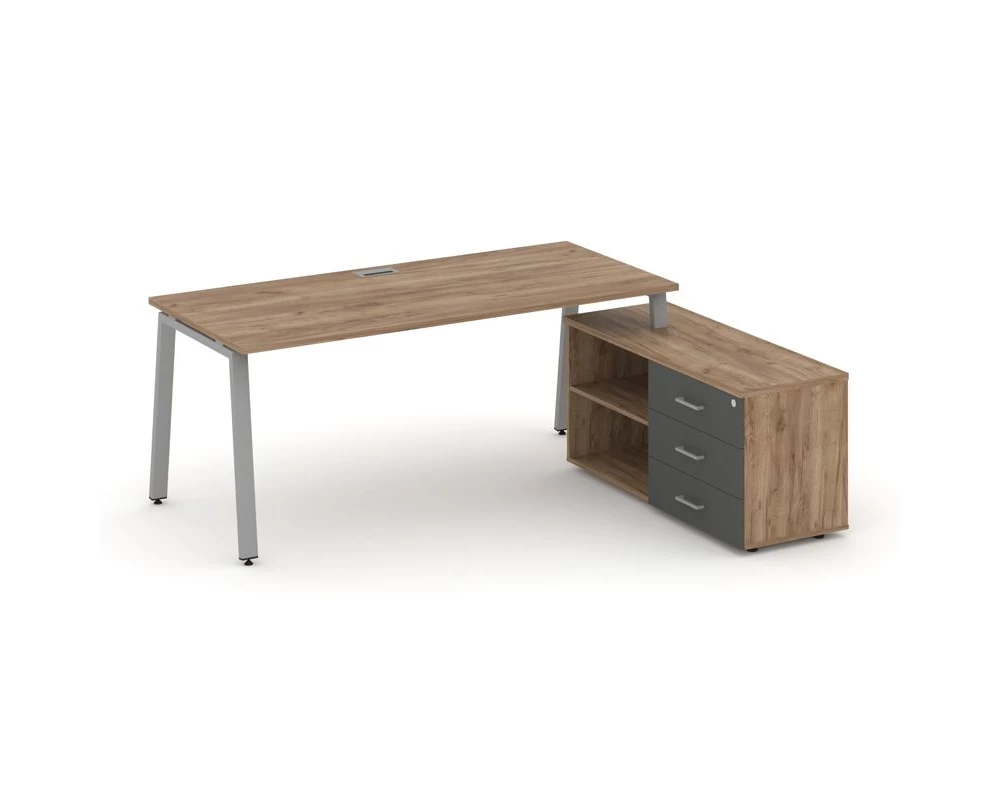 Стол письменный с греденцией правой на А-образном каркасе 2180x1480x750 Style Project Direct