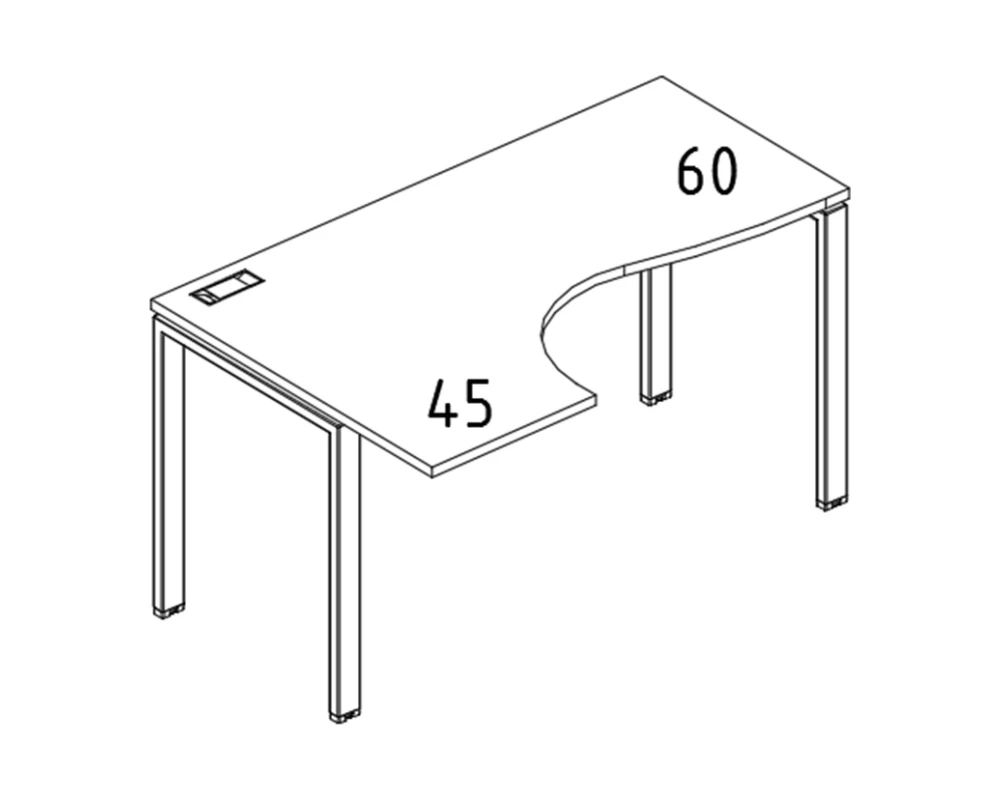 Стол эргономичный левый "Классика" на металлокаркасе UNO 140x90x75 A4.PRO