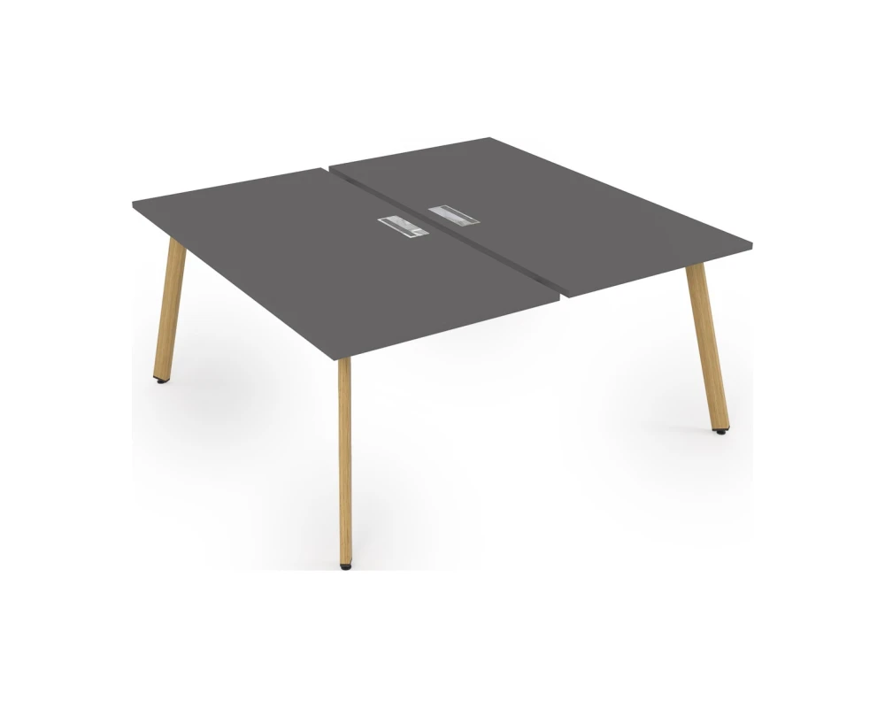 Стол системы Бенч, сдвоенный, на 2 рабочих места, с вырезом - конечный (1400x1235x750) АРРЕДО / ARREDO