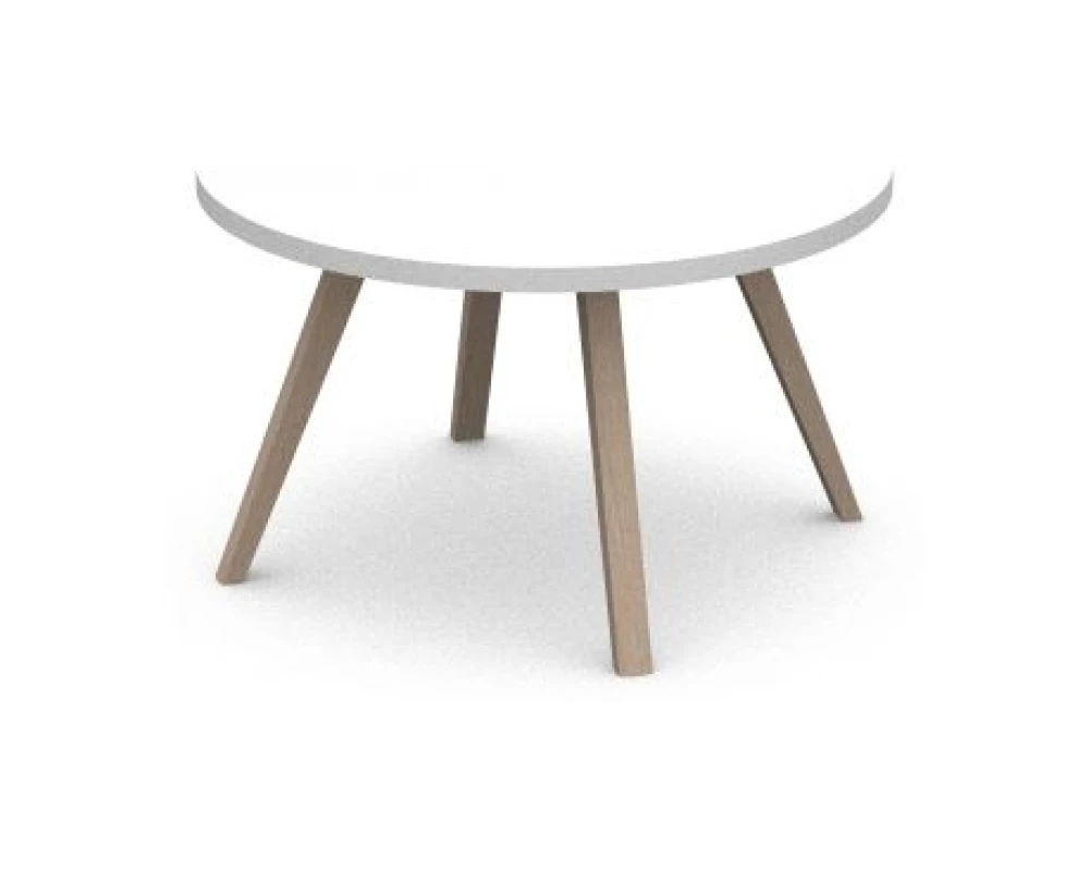 Стол журнальный круглый 80х80х48,5 Europe Wood Белый премиум/Выбеленный бук