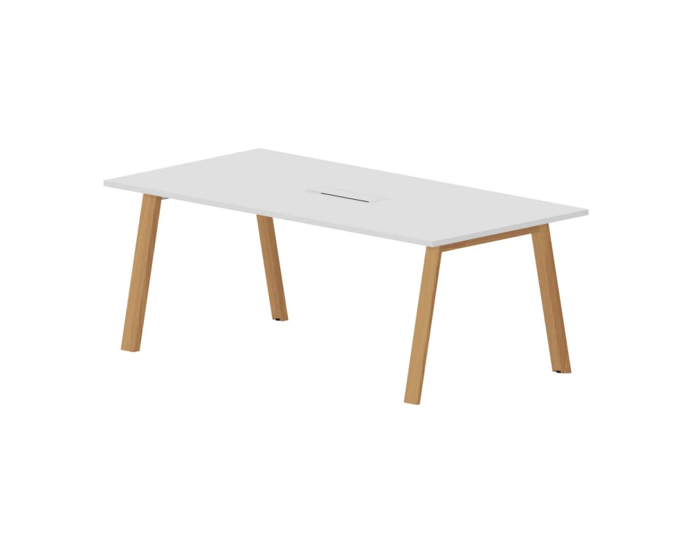 Стол для совещаний с металл. аутлетом 200х100х75 Artwood Meeting Белый/Бук