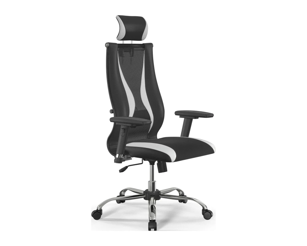 Кресло ErgoLife S 10 B2-170D M09.B21.G20.W01 Сетка/Экокожа, Черный/Белый
