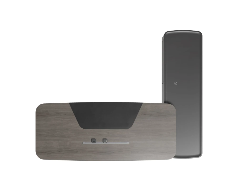 Стол руководителя на опорной сервисной тумбе - левый 2880x2240x750-1150 Atlas (Sun)