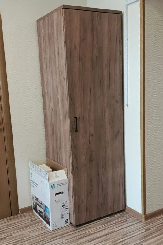 Гардероб узкий глубокий с полкой и штангой-трубой овальной 600x600x1982 зад. стенка HDF Style Project фото в интерьере 1